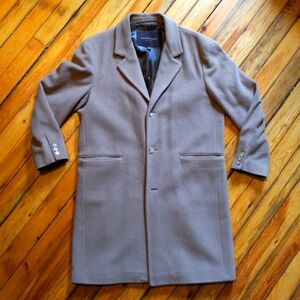 Andrew Marc luxury cashmere wool blend overcoat light brown cream size XL